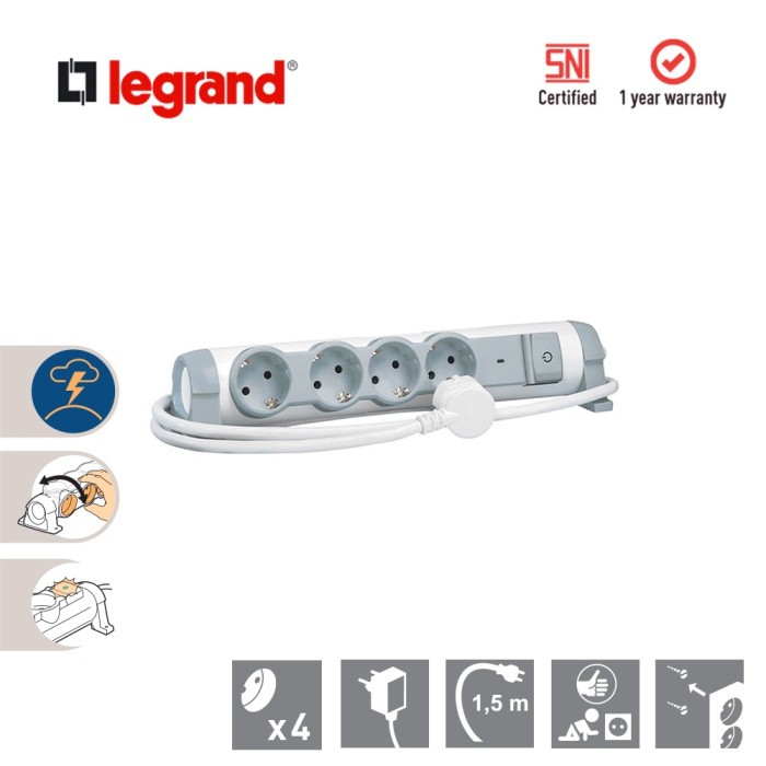 Stop Kontak Anti Petir (Surge Protector) 4 Socket 15 M Legrand