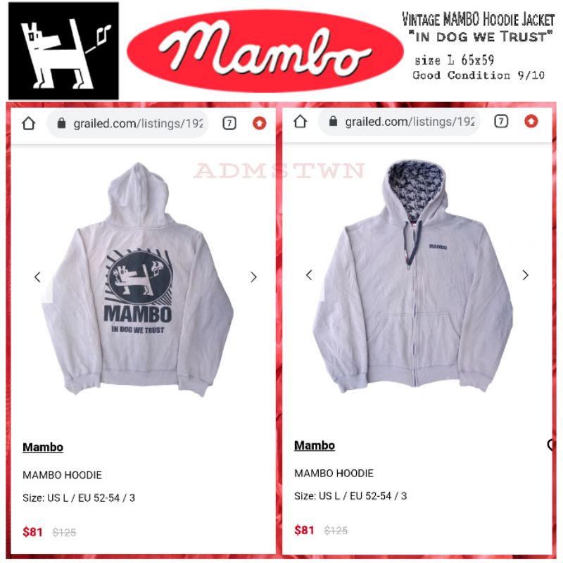 vintage hoodie mambo original second bekas preloved jacket jaket columbia anjing dog