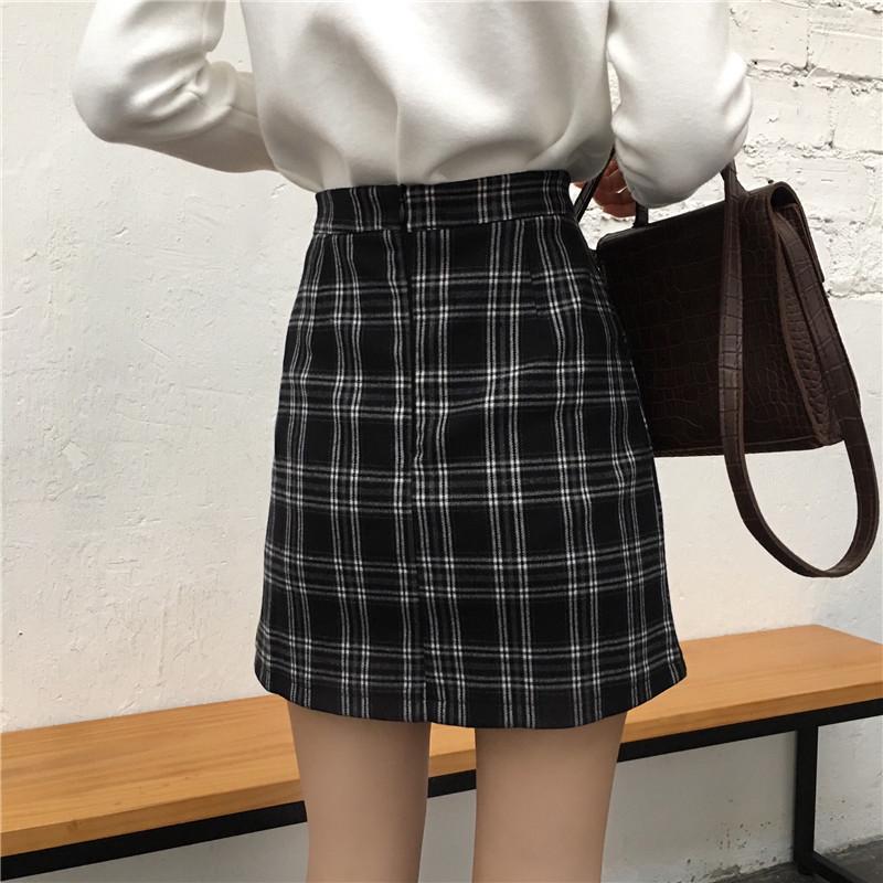 Rok Wanita High Waist Elegan Motif Kotak kotak Gaya Korea Rok Wanita High Waist Elegan Motif Kotak kotak Gaya Korea