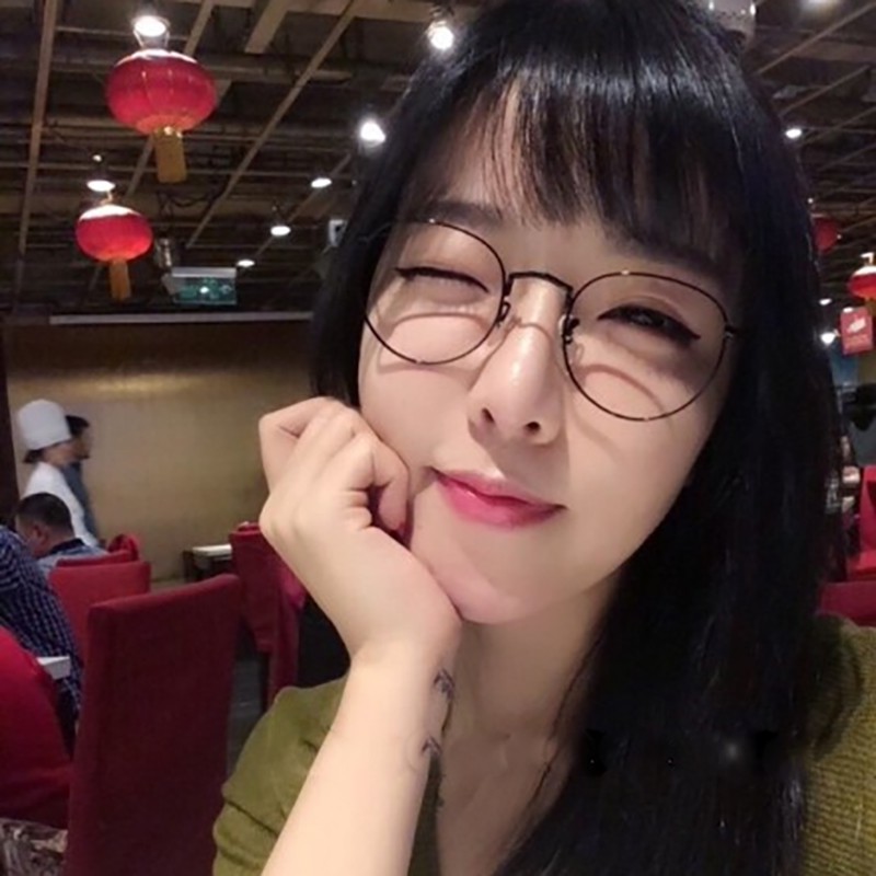 (YUZHU) Bayar di Tempat Frame Kacamate Wanita/Pria Gaya Retro Round Eyeglasses Metal Frame Myopia Eeyglasses