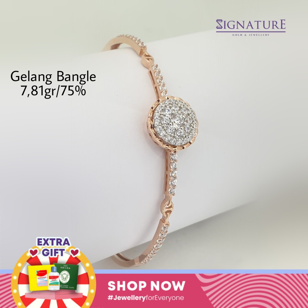 GELANG BANGLE EMAS ROSEGOLD KADAR 750 MODEL LUXMERO by AMERO.#676