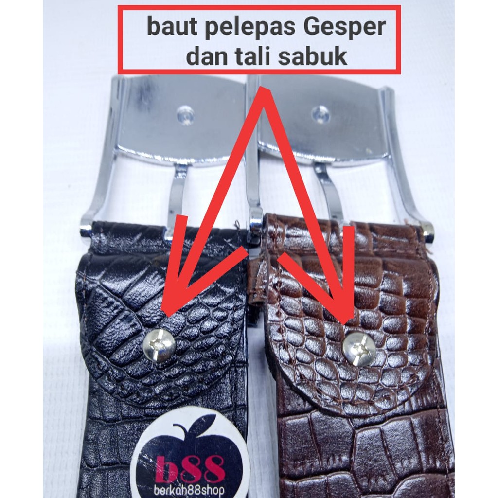 Ikat Pinggang Pria / Gesper Men Belt Resleting / Sabuk Kulit Motif Halus Dan Kulit Ular