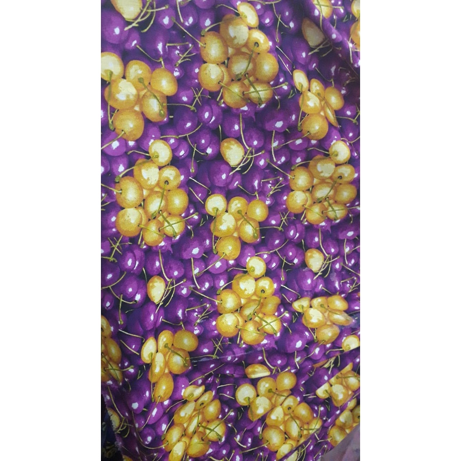 Kain Katun Motif Buah Anggur Bahan Pakaian Anak Meteran
