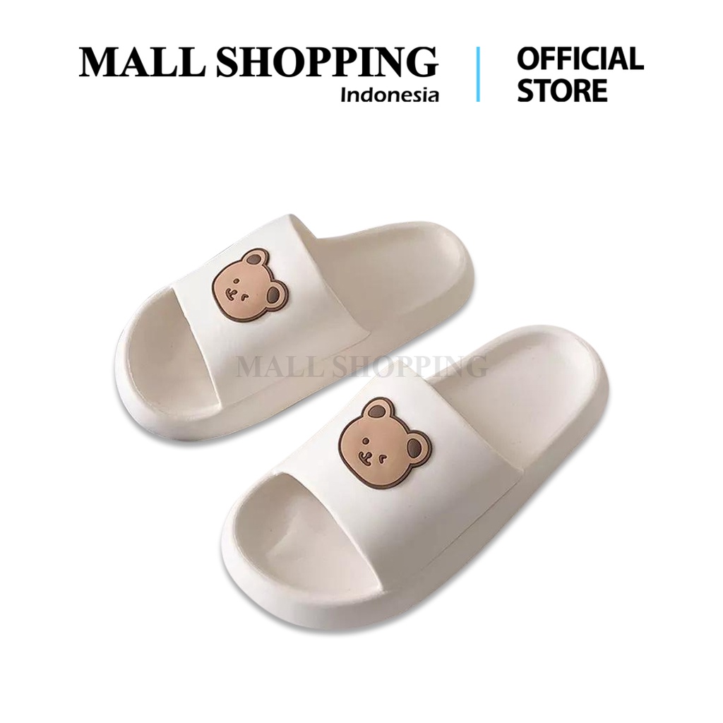 Sendal Wanita Sandal Slop Sandal Karet Sandal Jelly Sandal Rumah Motif Beruang MALL SHOPPING