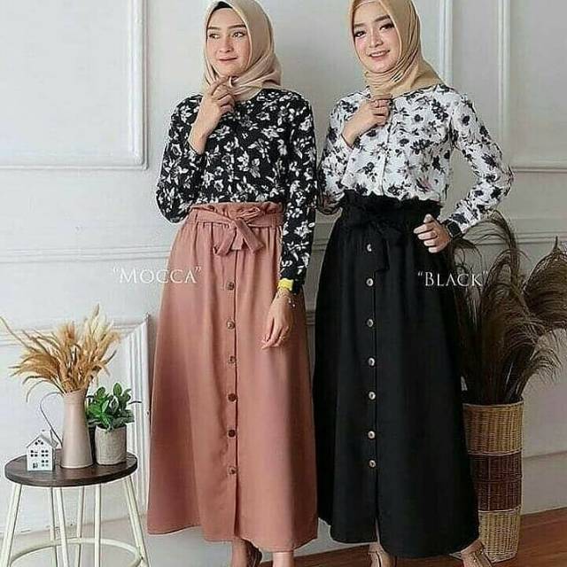 ROK KANCING BAWAHAN WANITA CRINKLE JUMBO PANJANG ADA TALI
