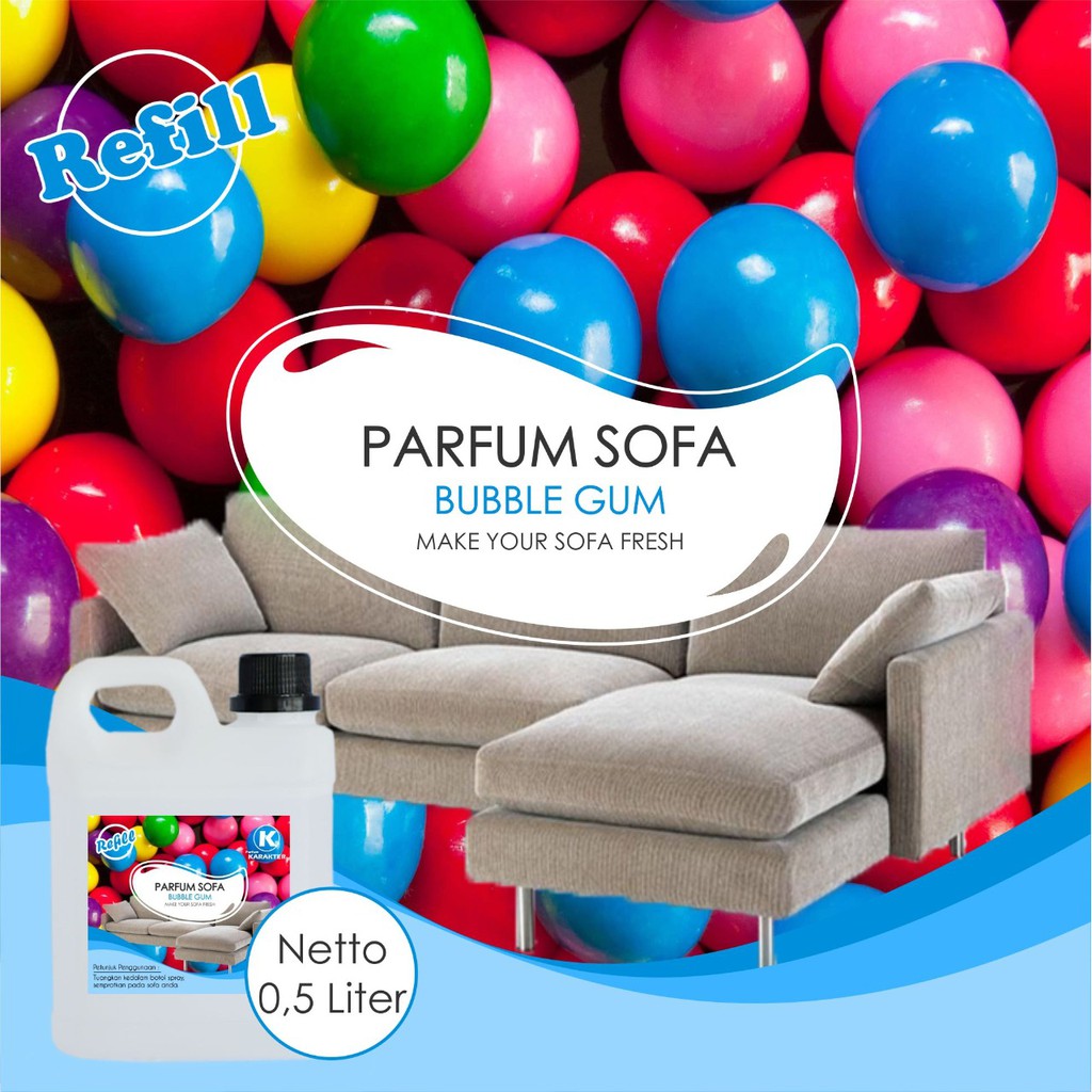 Parfum Sofa Aroma Bubble Gum ( Bubblegum ) | Wangi &amp; Tahan Lama | Kemasan 0.5 Liter | Bisa Cod | Terlaris