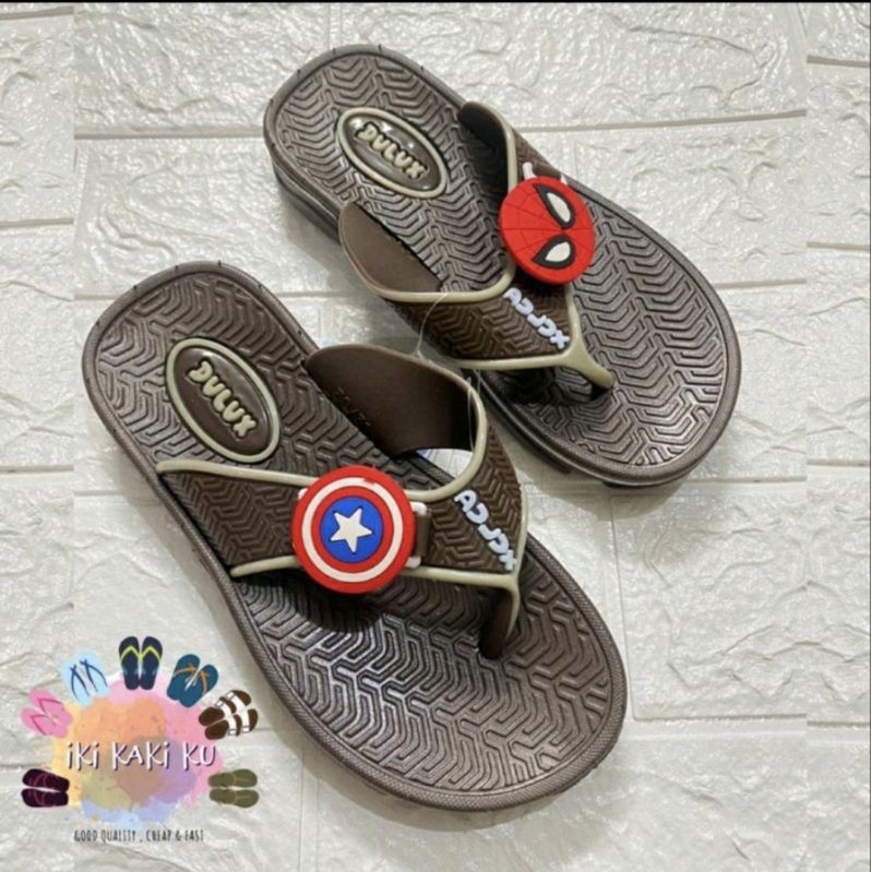 SANDAL JEPIT ANAK COWO DULUX CQ-051 SPIDERMAN CAPTAIN AMERICA KARET ANTI LICIN