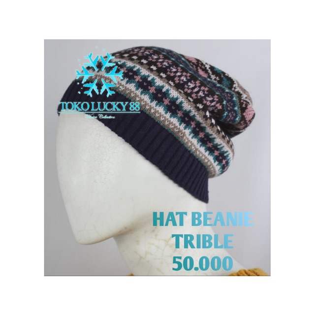 IMPORT Hat Beanie Trible Topi Kupluk Rajut Wool Motif Hat Beanie Trible