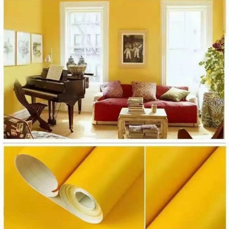 Wallpaper Dinding Kuning Pastel Polos Premium Kekinian Sticker Dinding Kamar Dan Ruang Tamu Sudah Ad