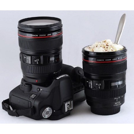 Gelas Mug Replika Lensa Kamera Ef 24-105Mm Tutup Fish Eye - hitam / mug kopi / mug unik