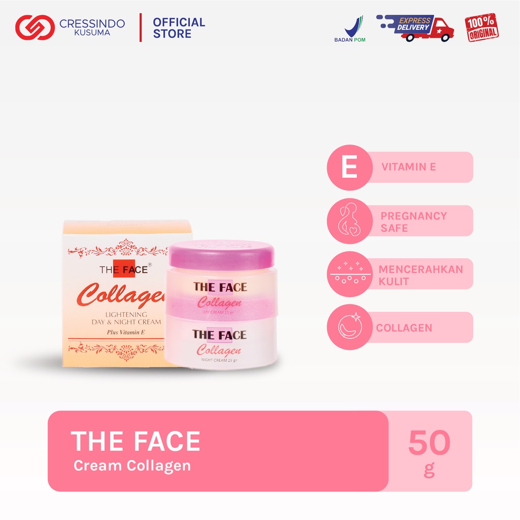 THE FACE Collagen Lightening Day &amp; Night Cream with Vitamin E Set 50gr