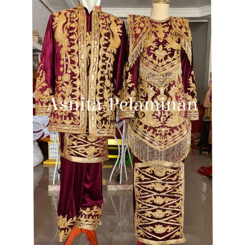 Baju pengantin minang terbaru baju penganten padang full payet mewah merah marun