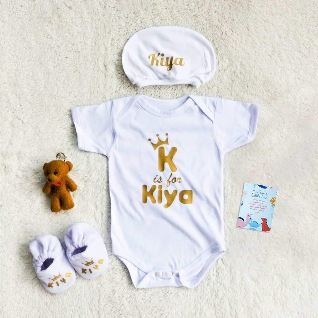 Hampers Baby Hadiah Kado Lahiran Bayi Baby Gift Set Custom Nama Bisa Bayi Perempuan Laki Laki Murah-Putih