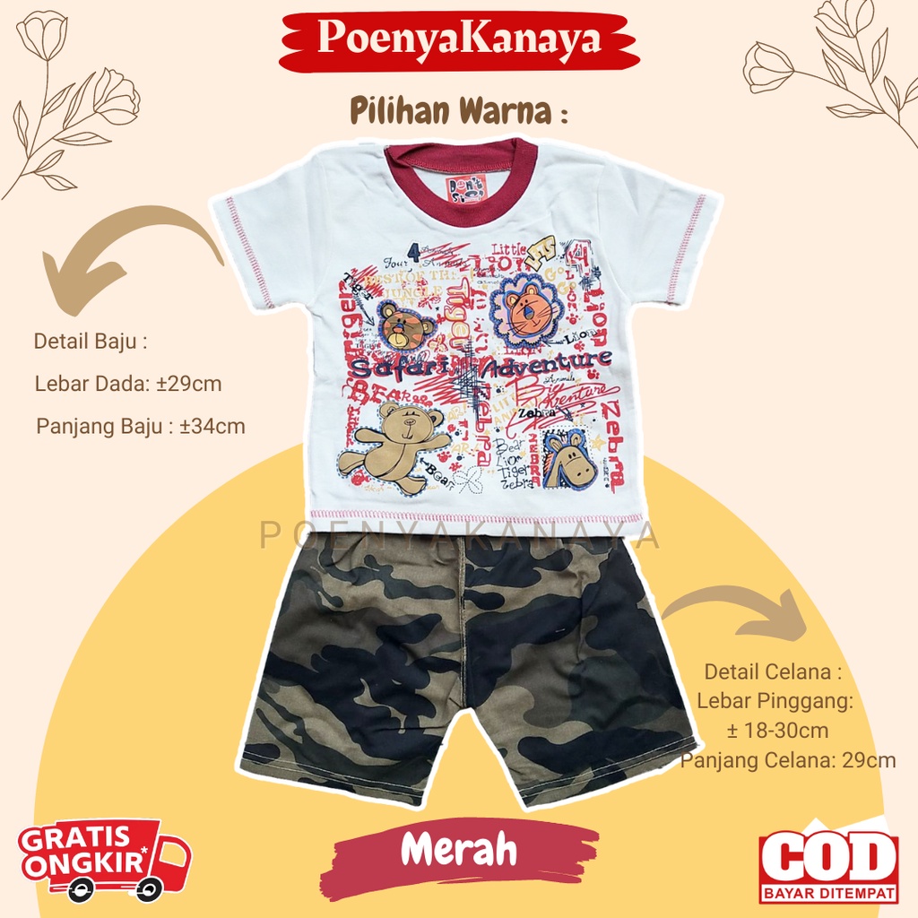 Setelan Baju Bayi Pendek Laki-Laki Safari Adventure Don't Stop 6-18 Bulan STL59