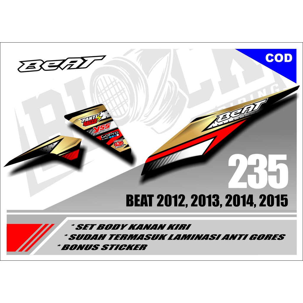 Striping Beat 2012-2015 Variasi Sticker Stiker Skotlet Motor Scotlite List