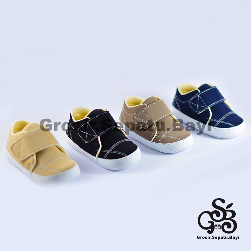 sepatu bayi baby shoes prewalker laki laki umur 2 sampai 14 bulan simple classy warna biru navy