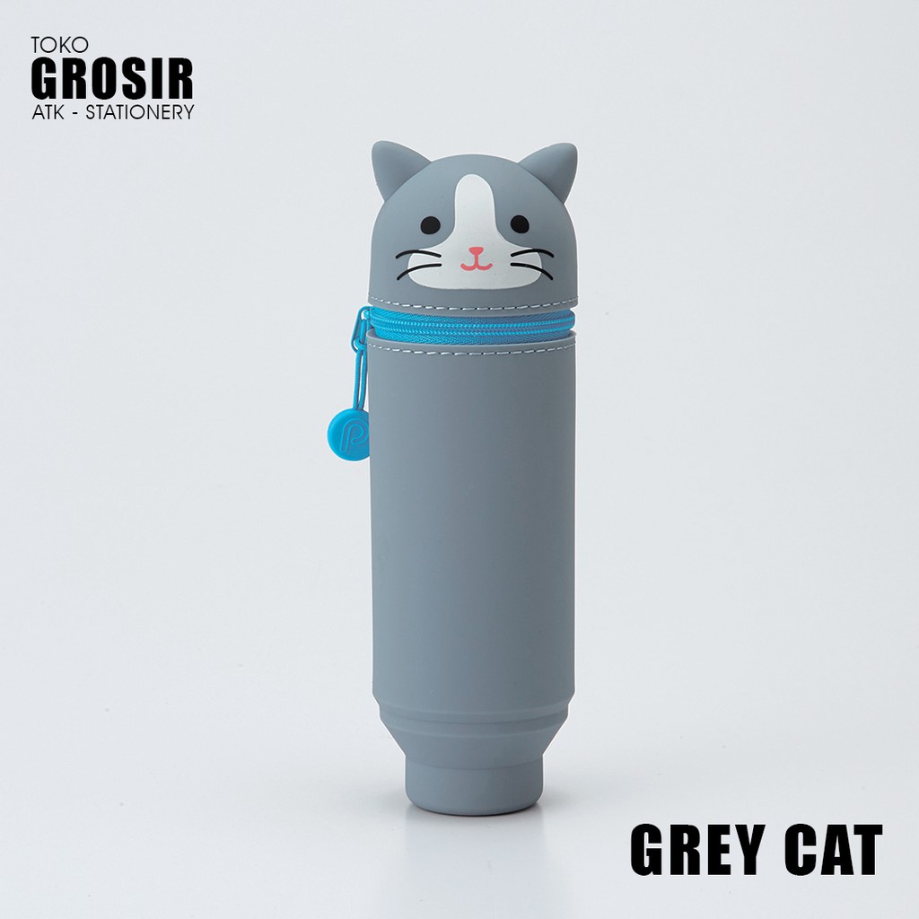 

LIHIT LAB Tempat Pensil Organizer Lucu Grey Cat A-7714