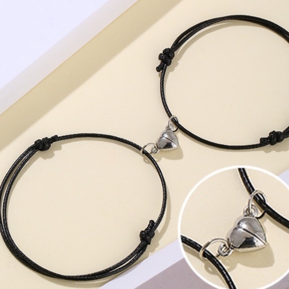 Gelang Magnet Couple Tali Hitam Polos Korea Murah