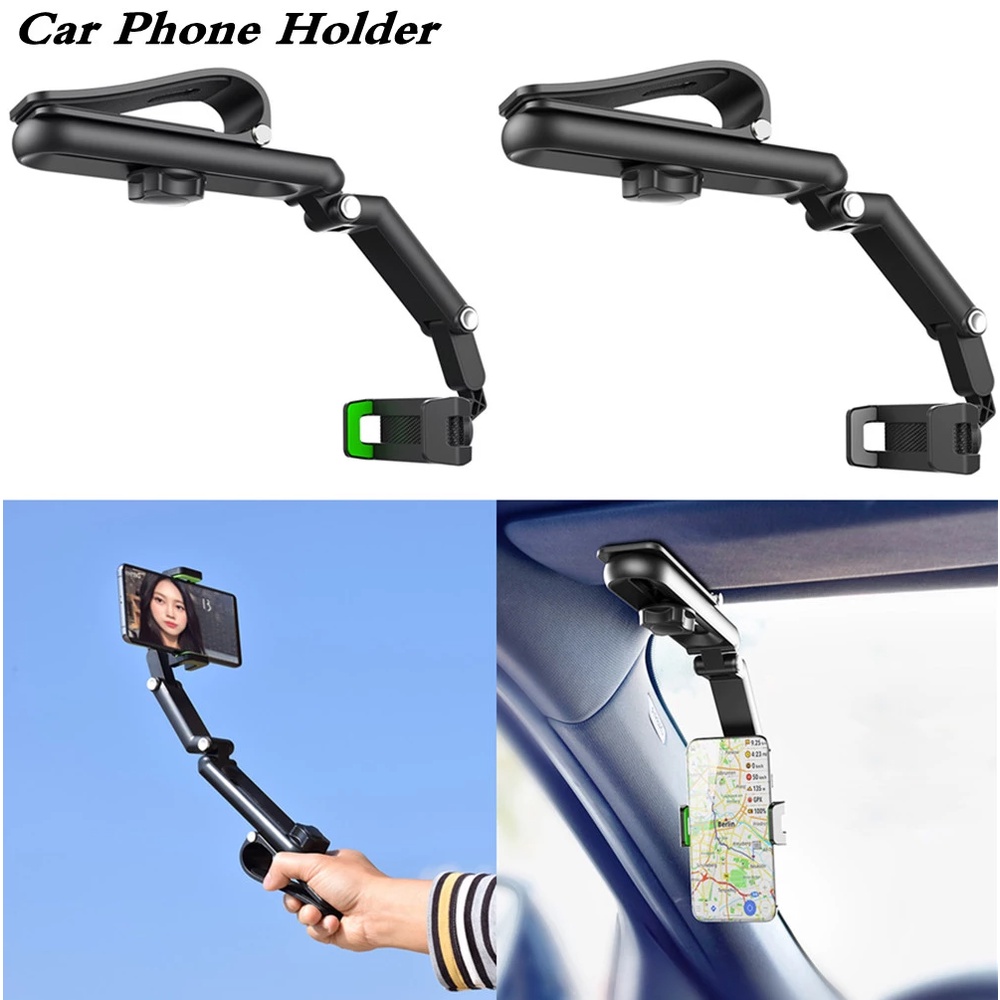 Bracket Holder Handphonegps Multifungsi Dapat Berputar 1080 Derajat Untuk Sun Visor Mobil