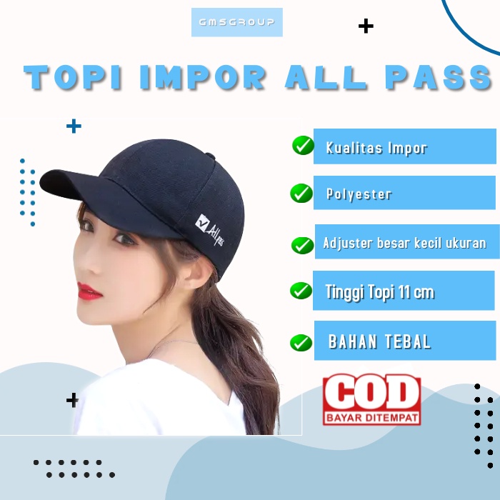 Topi  Impor Trendy Unisex  SIMPLE ALL PASS topi baseball Golf