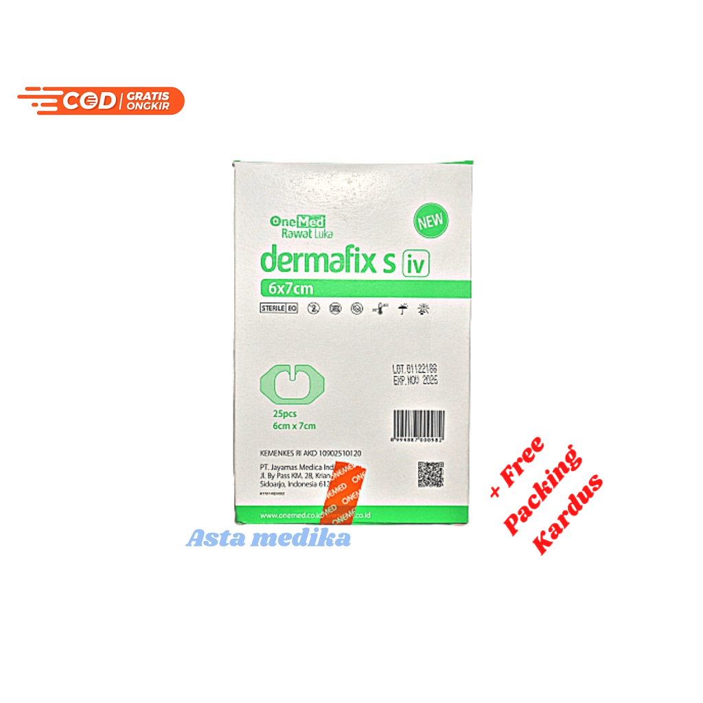 Dermafix S 6x7cm Onemed IV Dressing OneMed Plester Infus Transparan Polyurethane IV Dressing Plester Infus Anti Air One Med