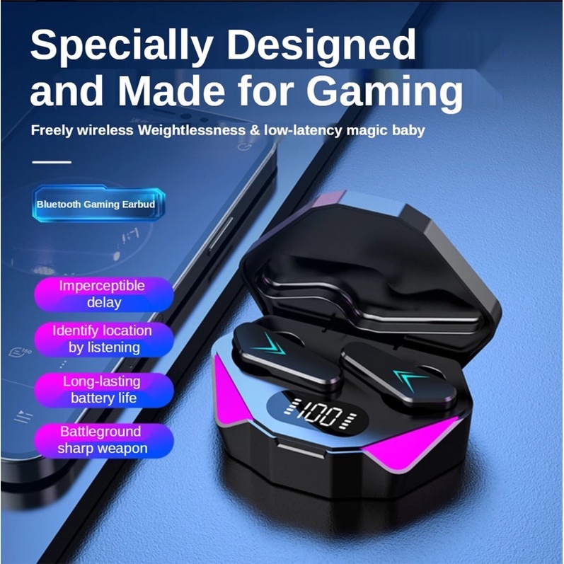 【COD】Headset Bluetooth Gaming TWS X15 Bluetooth V5.2 LED Smart Display