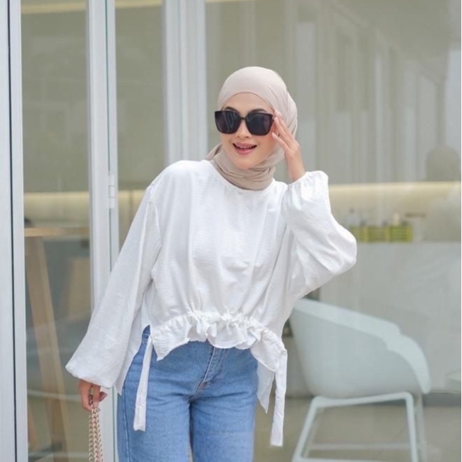 BEFAST - ZRX OOTD Blouse AYUDYA / SORELA TOP SERUT AIRFLOW / Blouse Wanita Terbaru / Atasan Lengan Panjang / Pakaian Wanita / Blouse Keluaran Terbaru / Fashion Kekinian Remaja Wanita / Blouse Polos Casual / Terlaris