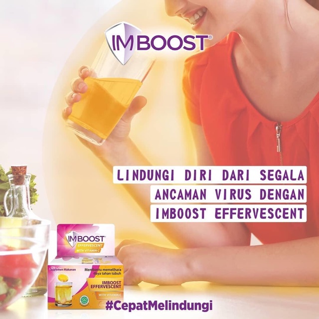 IMBOOST EFFERVESCENT WITH VITAMIN C - Memelihara Daya Tahan Tubuh - 1 Tube @8 Tablet Vit C 500 mg