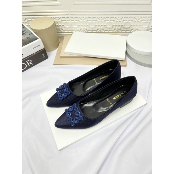 sepatu flat shoes wanita terbaru kekinian pesta LOUISDEAR sepatu flat heel 2 cm bahan satin B49