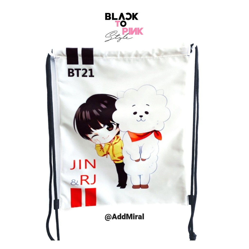 TAS BT21 JIN RJ BTS BANGTAN ARMY KPOP TAS SERUT TAS KAIN BACKPACK SEKOLAH