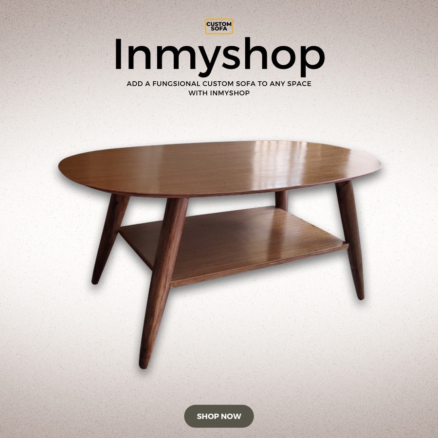 Meja Kopi Minimalis Dengan Rak - Ovalime