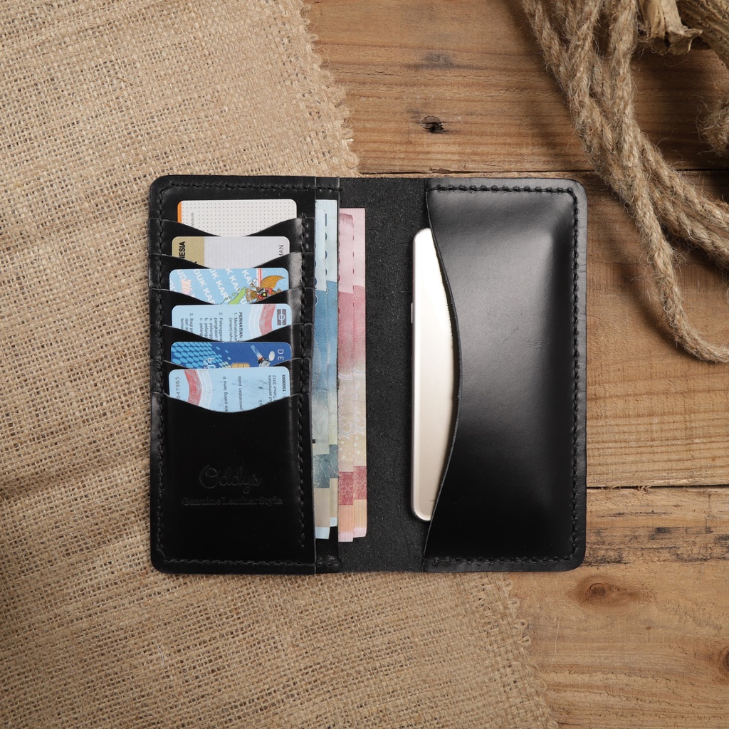 Dompet Panjang Kulit Asli Pull Up Seri CABRIOLE Warna Hitam - Leather Phone Wallet