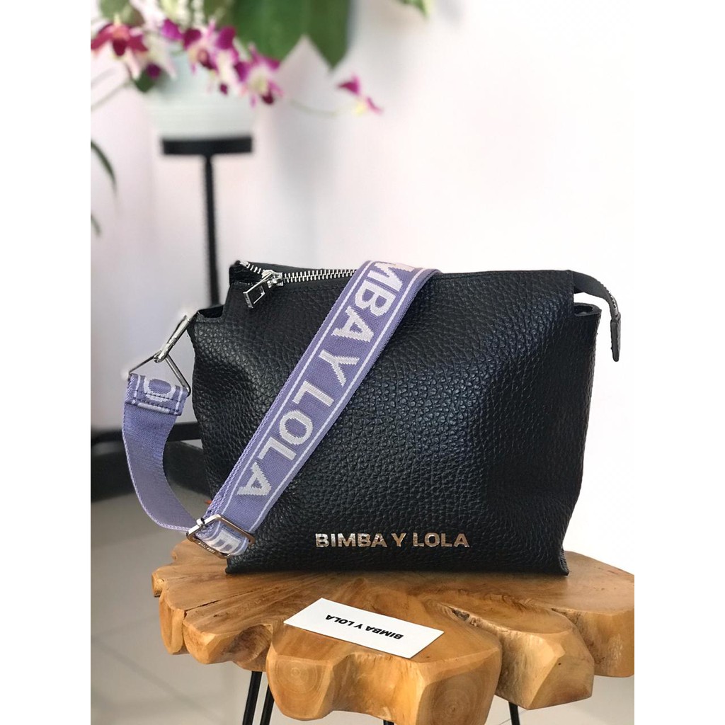Ready Stock Bimba Y Lola tas selempang crossbody bag authentic leather kulit black hitam ungu purple