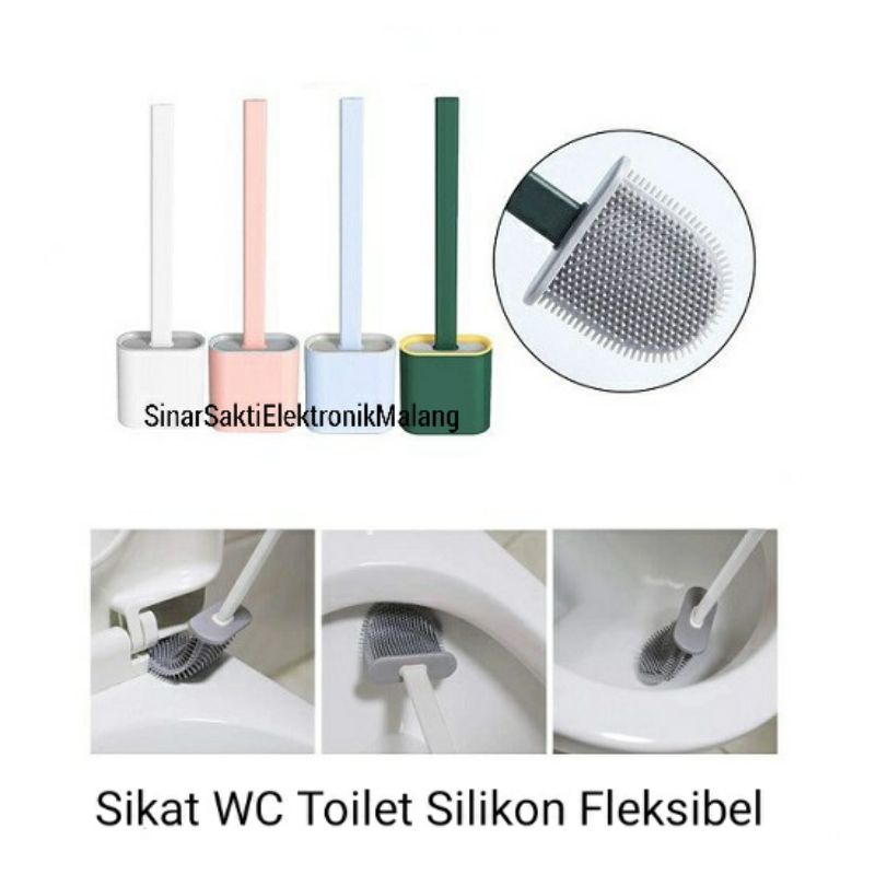 Sikat WC Toilet Silikon Fleksibel Pembersih Kamar Mandi Wadah Brush Silicone Malang