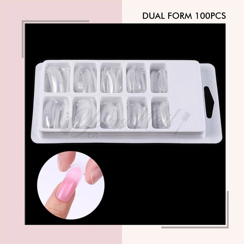 100pcs Dual form nail art extension kuku quick nail dual forms exten kuku gel builder fake nail kuku