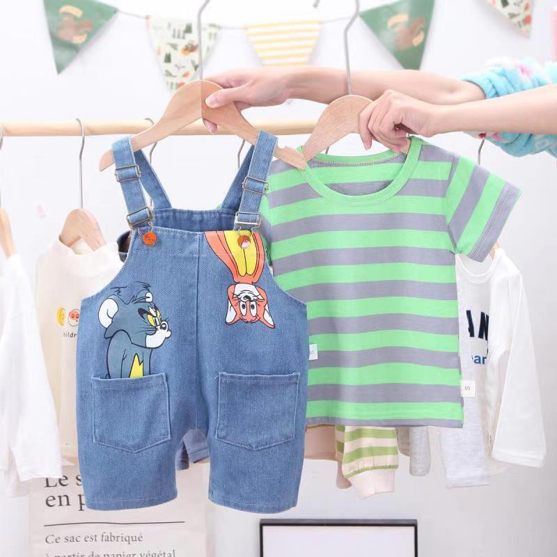 Pakaian anak Jumpsuit Jeans Laki-Laki motif Tom & Jerry import-3