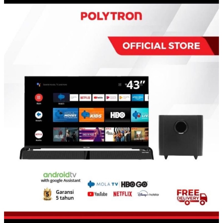 TV LED Polytron 43 Inch Android Soundbar PLD 43BAG9953