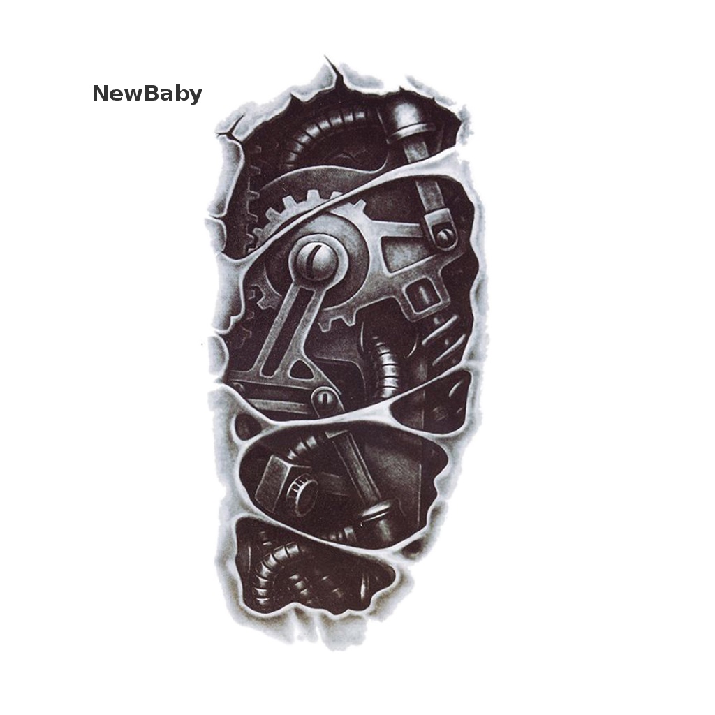 Newbaby Stiker Tattoo Temporer 3D Anti Air Motif Robot Untuk Lengantubuh