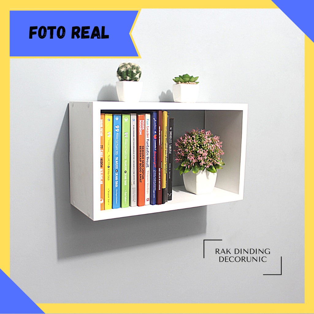 Rak Dinding Model Kotak Uk. 40cm - Ambalan Dinding Gantung Minimalis Kotak - Rak Buku Serbaguna