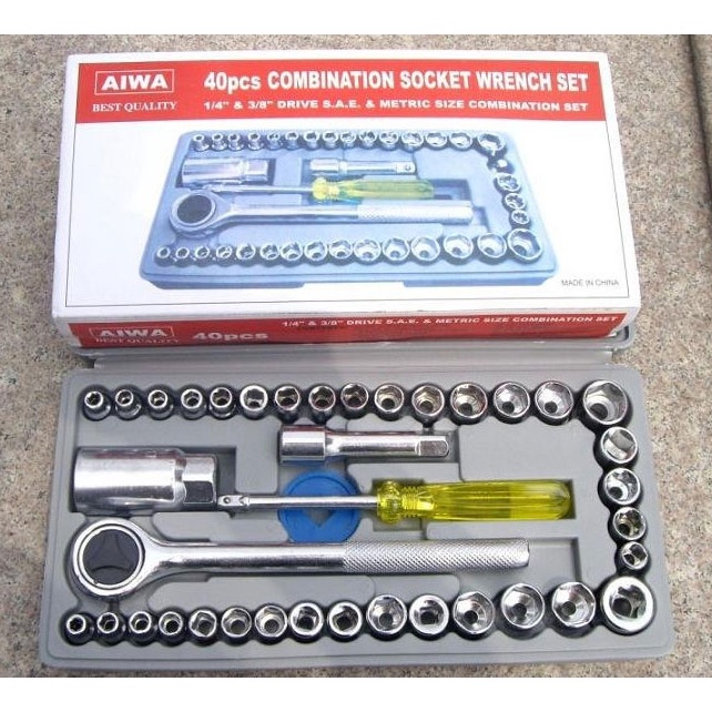 Kunci Shock Set 40 PCS Sok Kombinasi 1/4 Ratchet Handle