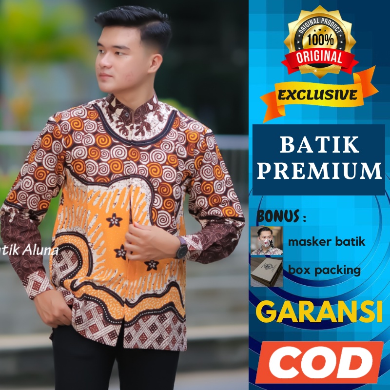 Koko Batik Muslim Pria Lengan Panjang Baju Kemeja Koko Batik Pria Premium Fashion Pakaian Ramadhan C