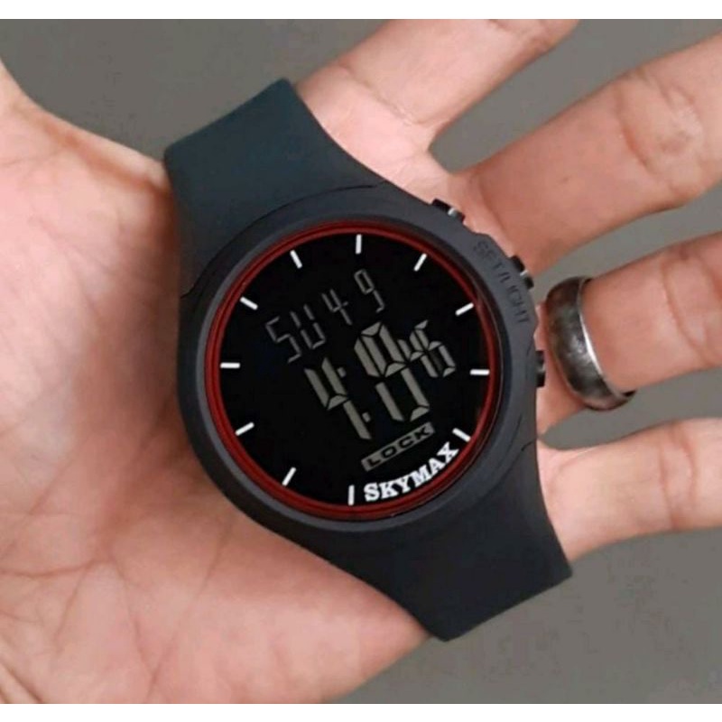 Jam Netizen Jam Tangan Skymax Jam Tangan Pria Tahan Air Menyelam Jam Tangan Couple Sepasang Free Baterai Box Analog Baterai Jam Tangan Waterproof-Bulat merah