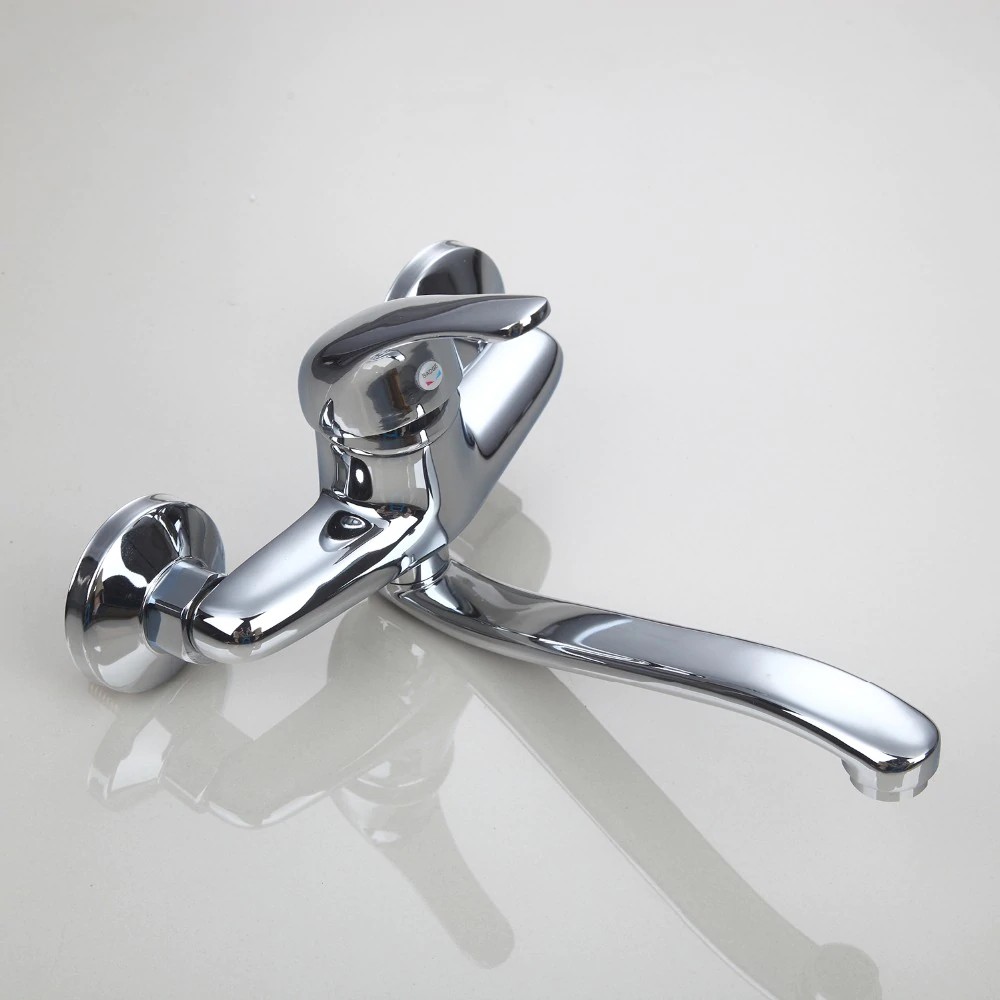 Wall Mounted Chrome Brass Bathroom Basin Faucet Vanity Sink Mixer Tap Single Handle 2 Holes Shopee Indonesia