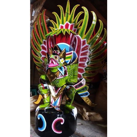 kerajinan patung garuda bali tinggi 60cm ukiran kayu handmade lukis