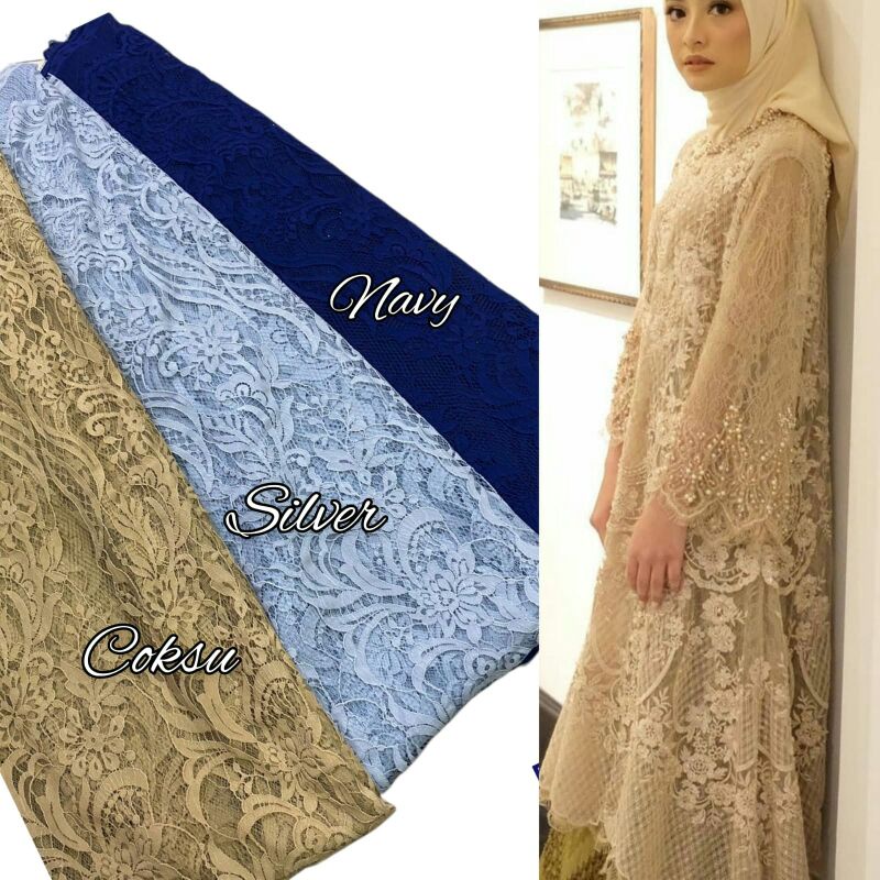 Bakal kain brukat brokat semi francis Rosella/bahan kebaya bali/brokat bali/brukat kebaya bali/toko 