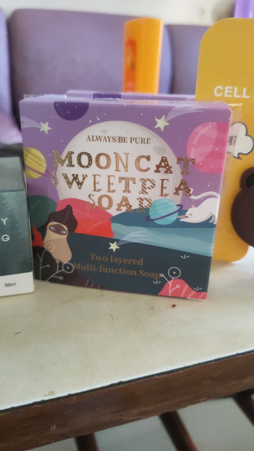 Always Be Pure Moon Cat Sweet Pea Soap Free Foam Net