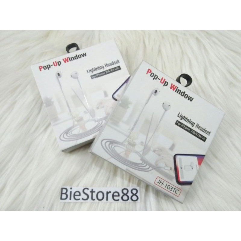 Headset POP UP Window Iphone 7 7+ 8 8+ 11 12 Pro Max Lightning Bluetooth Cable ORI 99% (Kw Super)