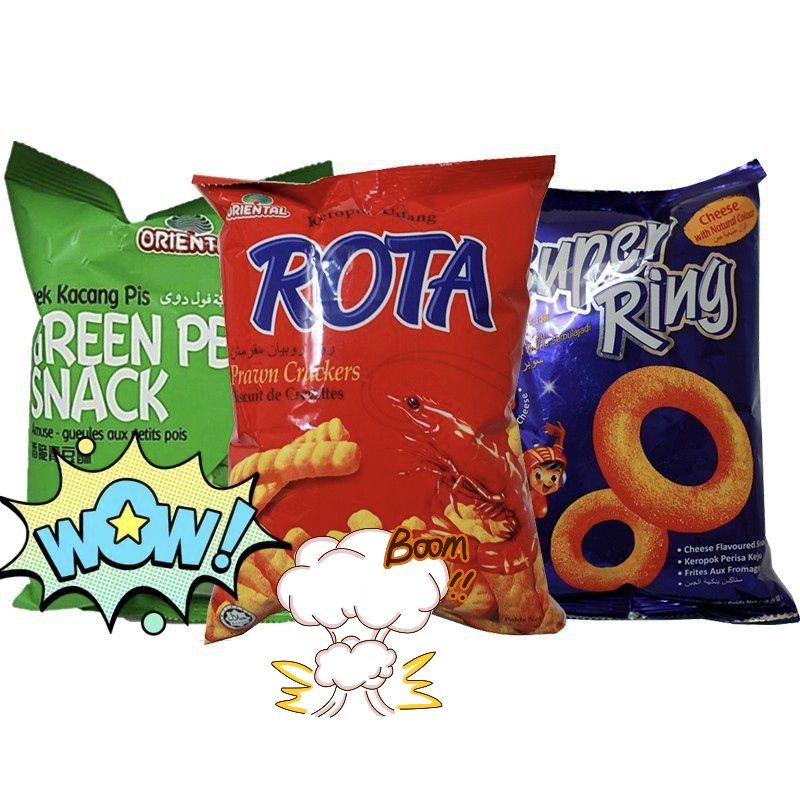 

Oriental Snack - Kerupuk Rota Prawn - Green Pea - Super Ring - Keropok Kerupuk Malaysia 60gr