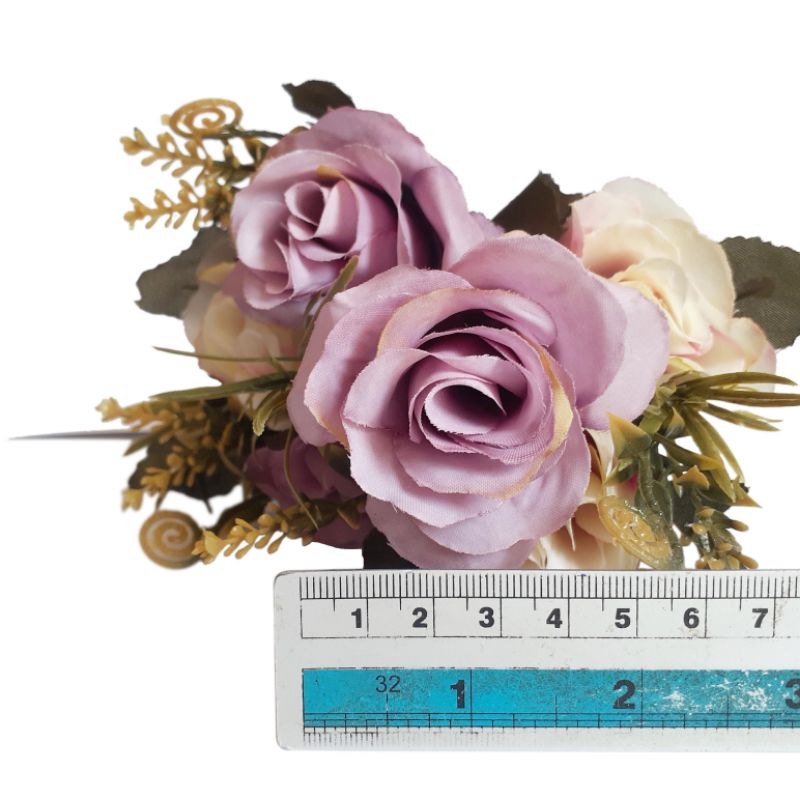 Bunga Mawar 2 Warna AF58 Hybrid Tea Roses Plant Artificial Dekorasi Backdrop Properti Foto Wedding