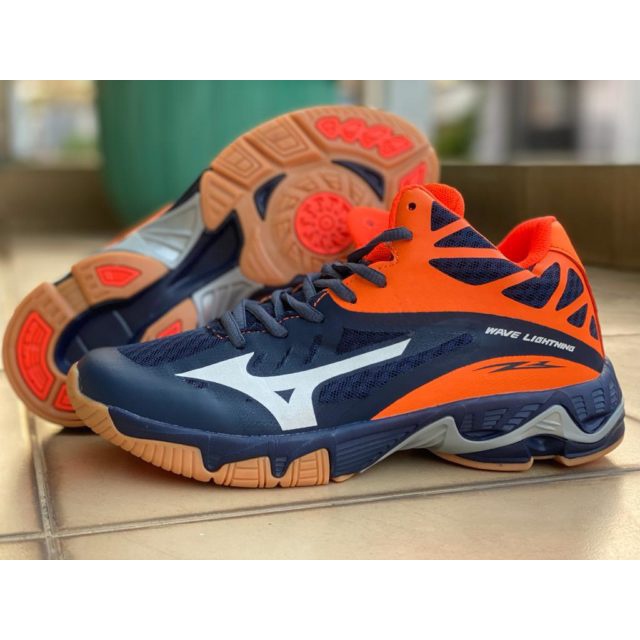 (BAYAR DITEMPAT) ERS SEPATU VOLI MIZUNO WLZ 3 MID NAVYORANGE PREMIUM VIETNAM IMPORT OLAHRAGA VOLLY P